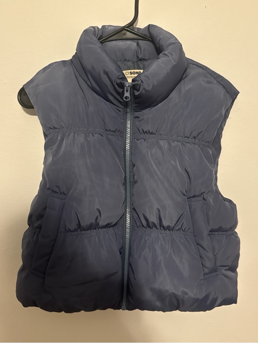 Ci Sono Slate Blue Padded Vest - Quilted Sleeveless Layer